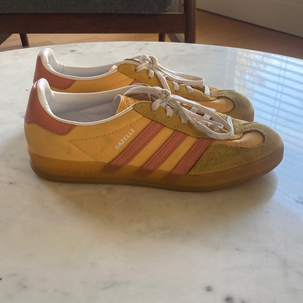 Adidas Gazelle Mustard and Coral Shoes